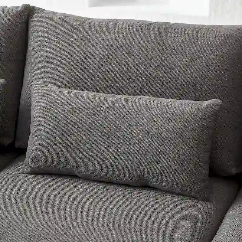 100.2 Leinen Ecksofa mit Ottoman & Lendenkissen