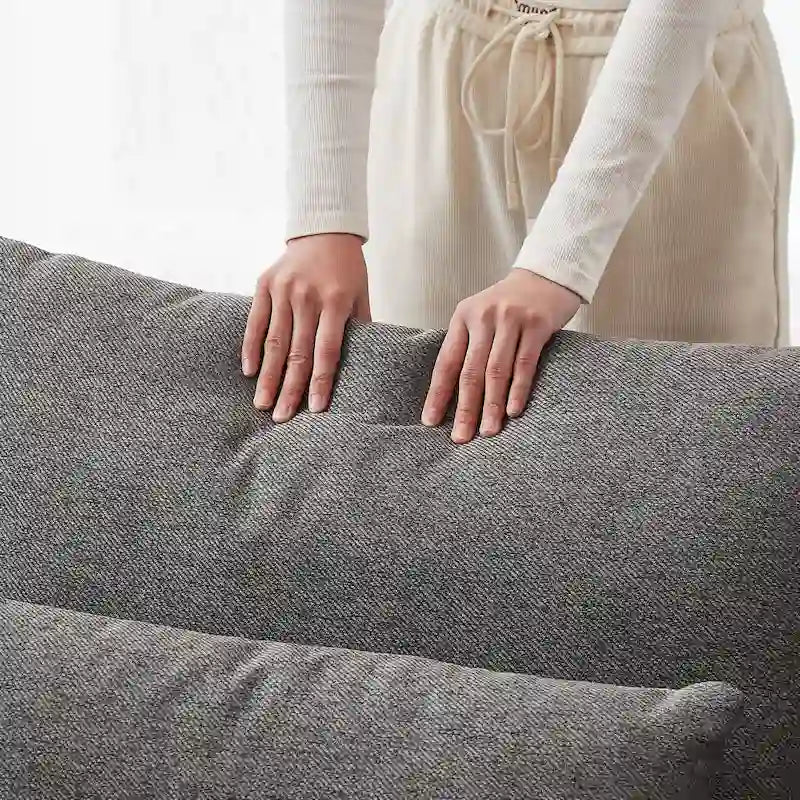 100.2 Leinen Ecksofa mit Ottoman & Lendenkissen