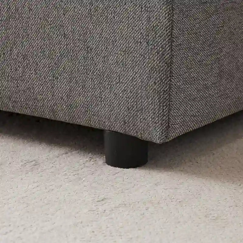100.2 Leinen Ecksofa mit Ottoman & Lendenkissen