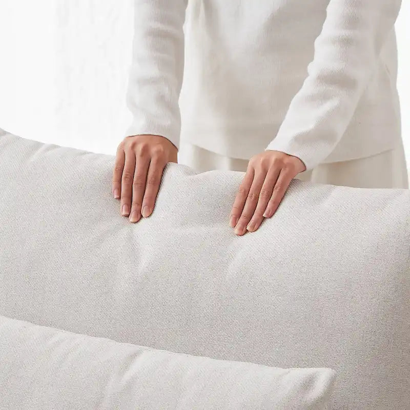 100.2 Leinen Ecksofa mit Ottoman & Lendenkissen