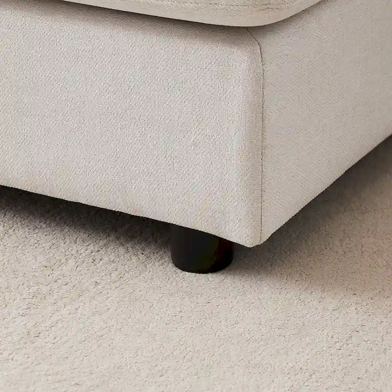 100.2 Leinen Ecksofa mit Ottoman & Lendenkissen