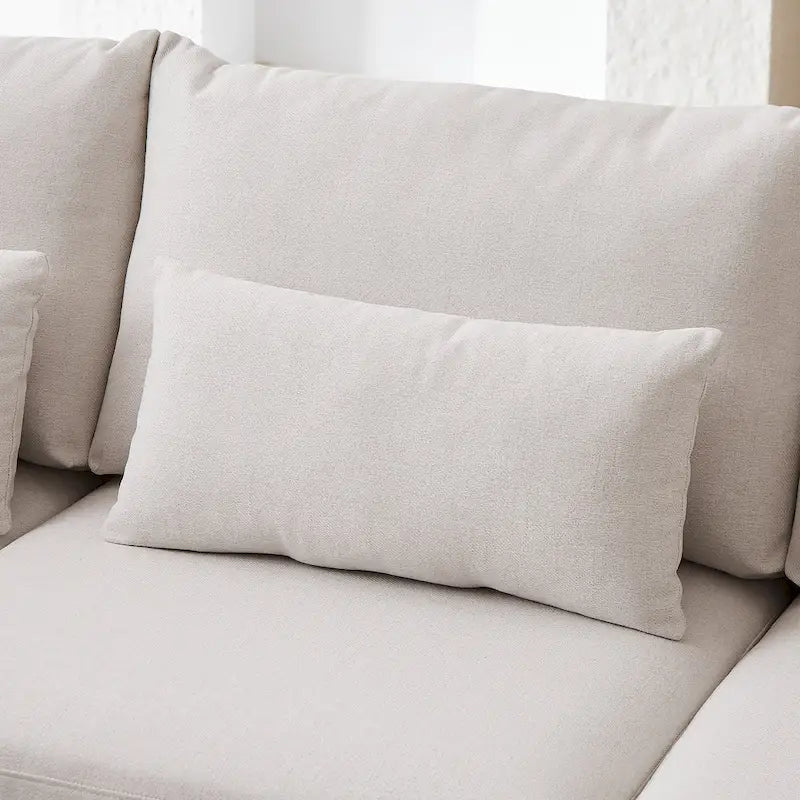 100.2 Leinen Ecksofa mit Ottoman & Lendenkissen