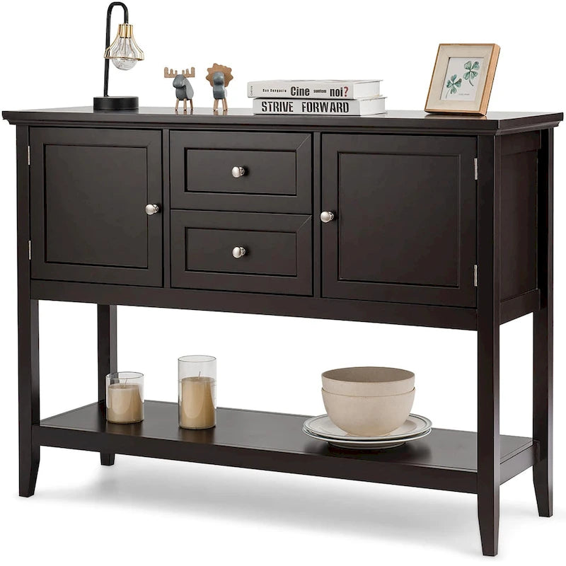 Costway Sideboard Buffet Table Wooden Console Table w/ Drawers &