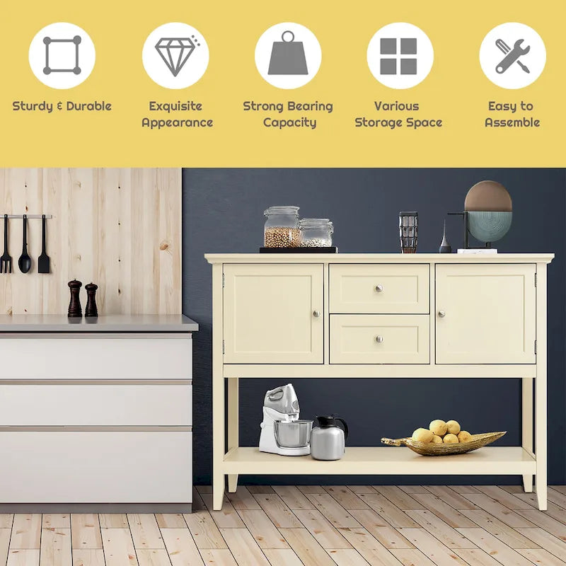 Holz Sideboard Buffet Konsolentisch mit Schubladen und Schränken