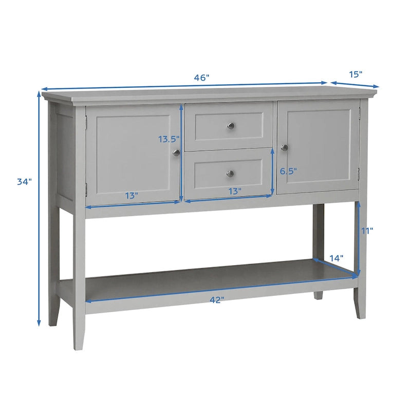 Holz Sideboard Buffet Konsolentisch mit Schubladen und Schränken