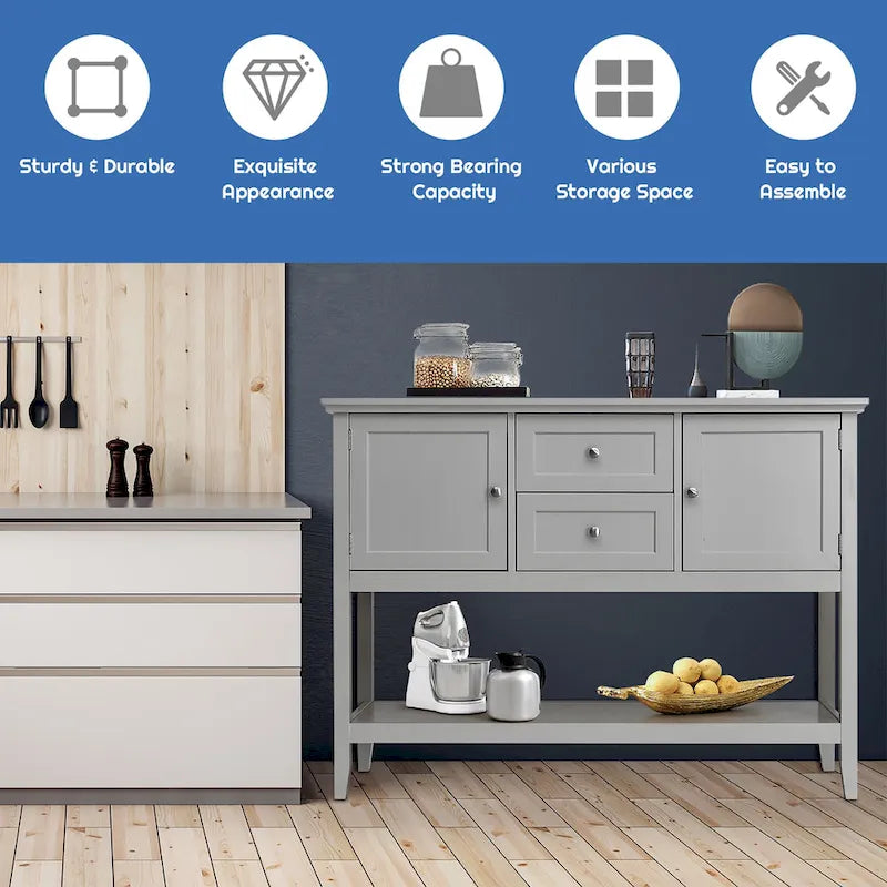 Holz Sideboard Buffet Konsolentisch mit Schubladen und Schränken