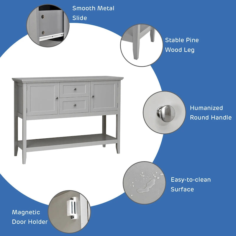 Holz Sideboard Buffet Konsolentisch mit Schubladen und Schränken
