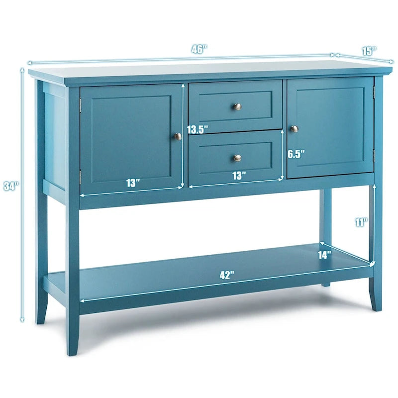 Holz Sideboard Buffet Konsolentisch mit Schubladen und Schränken