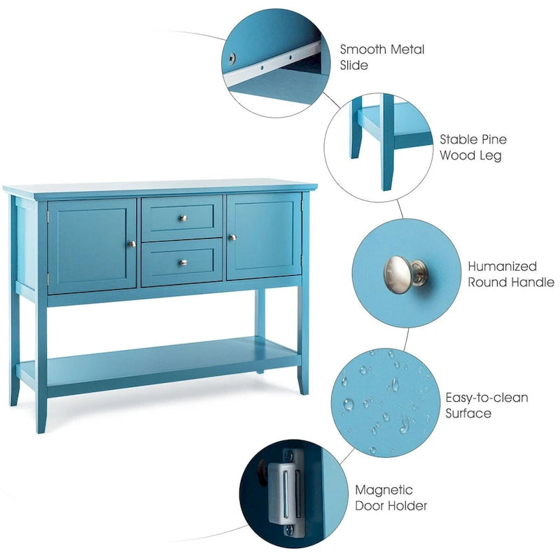 Holz Sideboard Buffet Konsolentisch mit Schubladen und Schränken