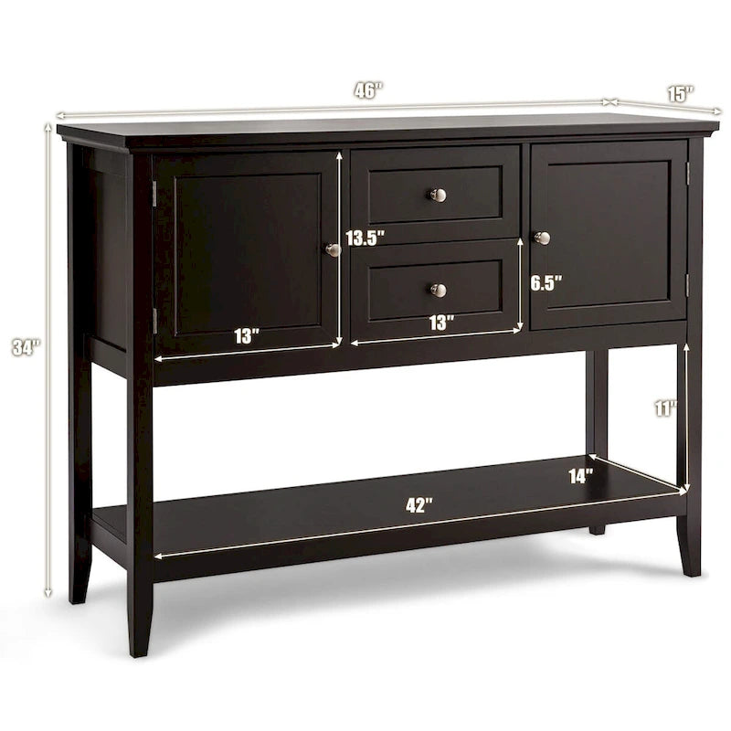 Holz Sideboard Buffet Konsolentisch mit Schubladen und Schränken