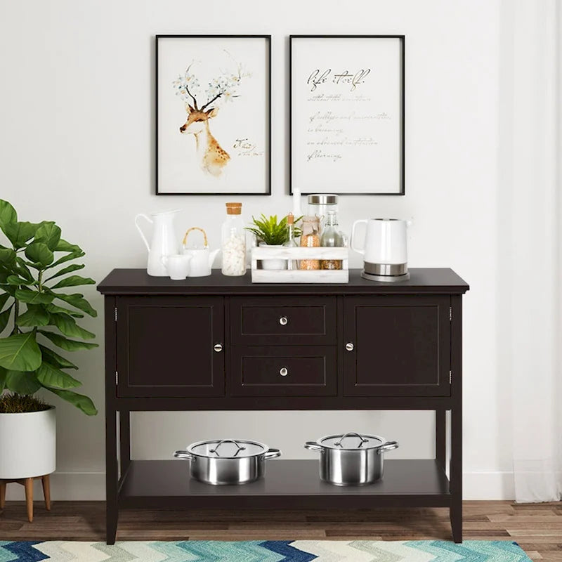 Holz Sideboard Buffet Konsolentisch mit Schubladen und Schränken