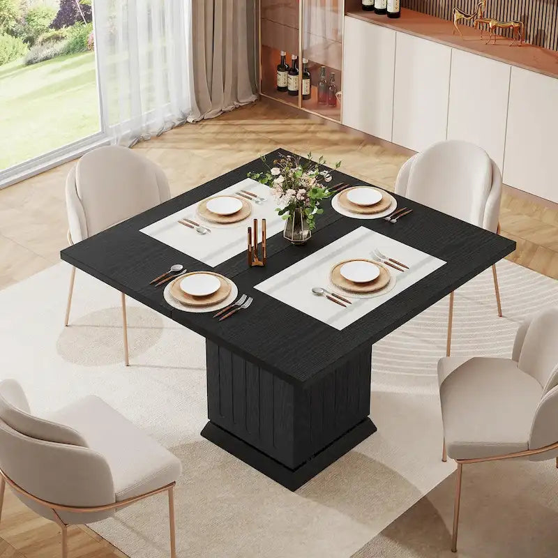 Moderner kleiner quadratischer Esstisch aus Holz für 4 Personen