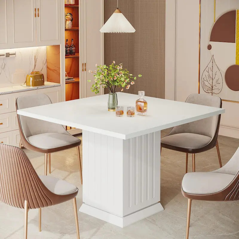 Moderner kleiner quadratischer Esstisch aus Holz für 4 Personen