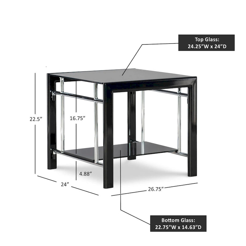 Beistelltisch aus schwarzem Glas