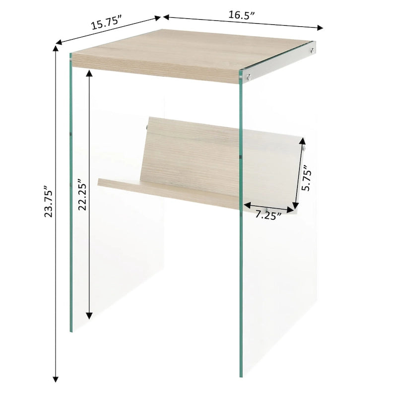Moderner Glas-Beistelltisch mit Ablage