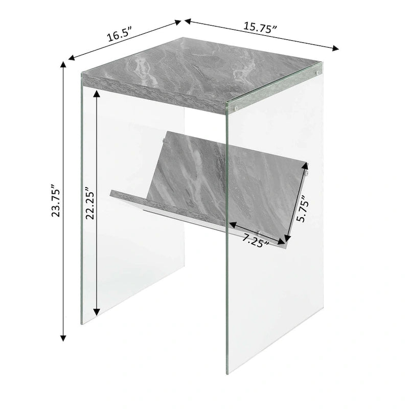 Moderner Glas-Beistelltisch mit Ablage