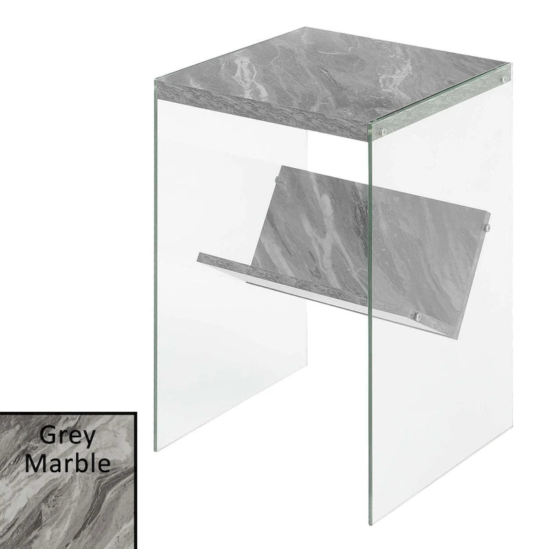 Moderner Glas-Beistelltisch mit Ablage