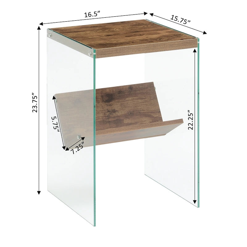 Moderner Glas-Beistelltisch mit Ablage
