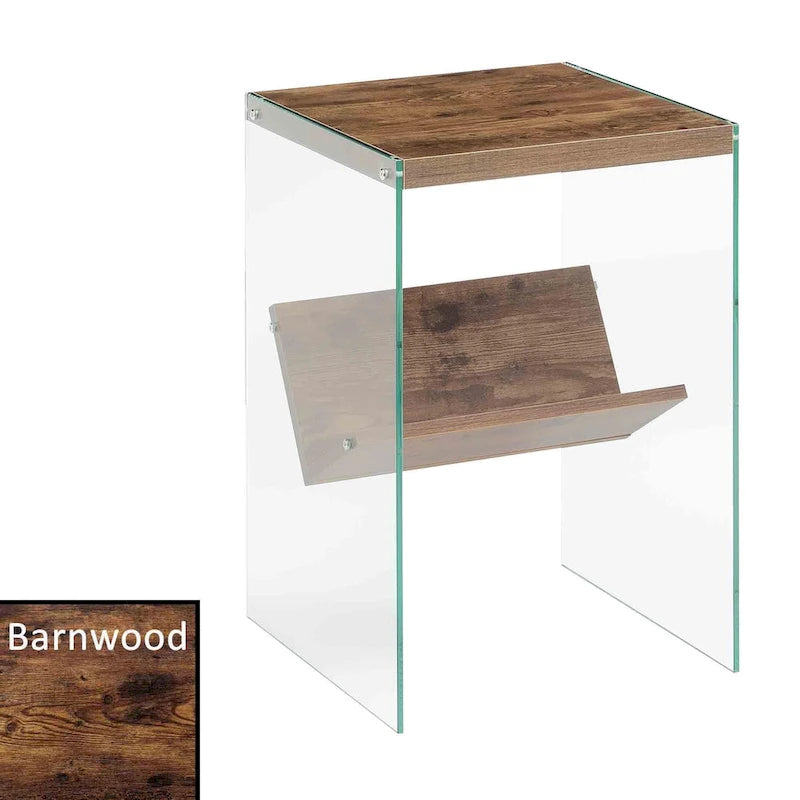 Moderner Glas-Beistelltisch mit Ablage