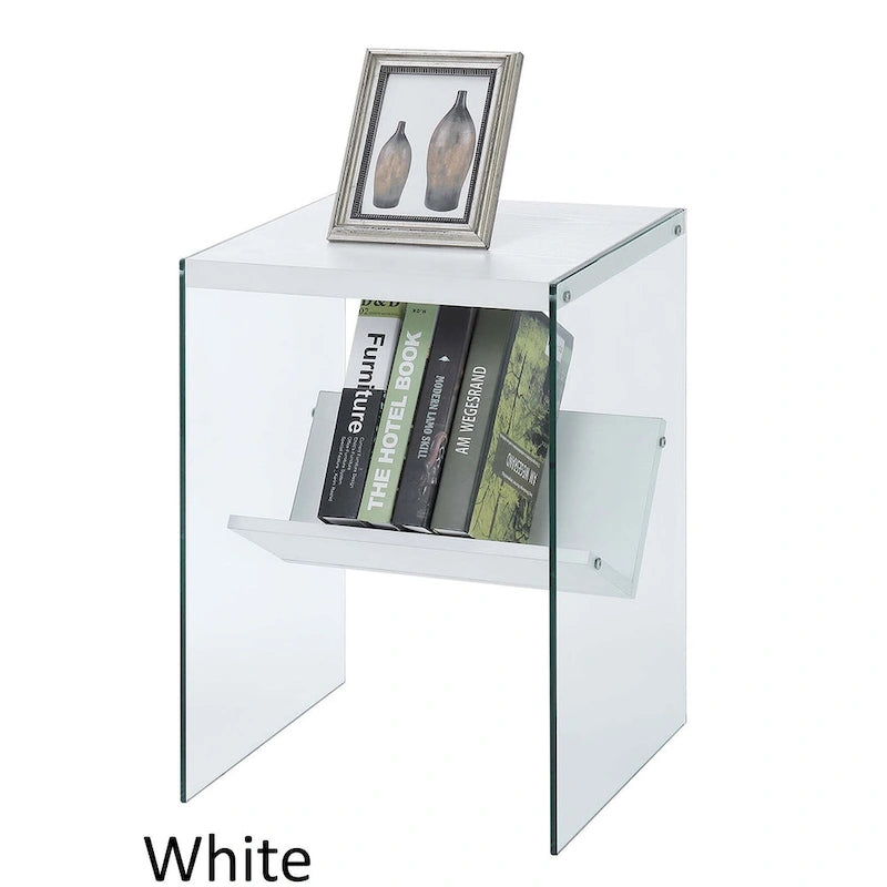 Moderner Glas-Beistelltisch mit Ablage