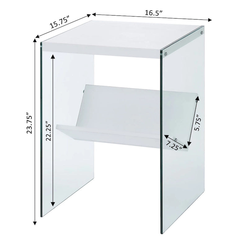 Moderner Glas-Beistelltisch mit Ablage