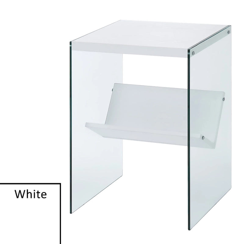 Moderner Glas-Beistelltisch mit Ablage