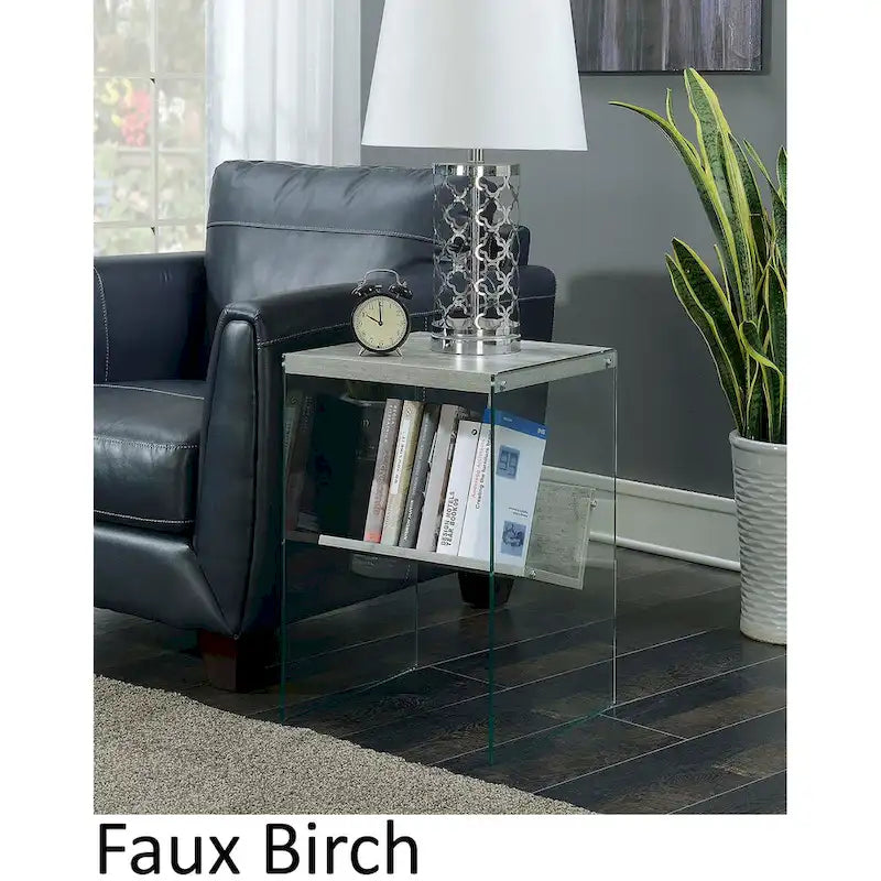 Moderner Glas-Beistelltisch mit Ablage
