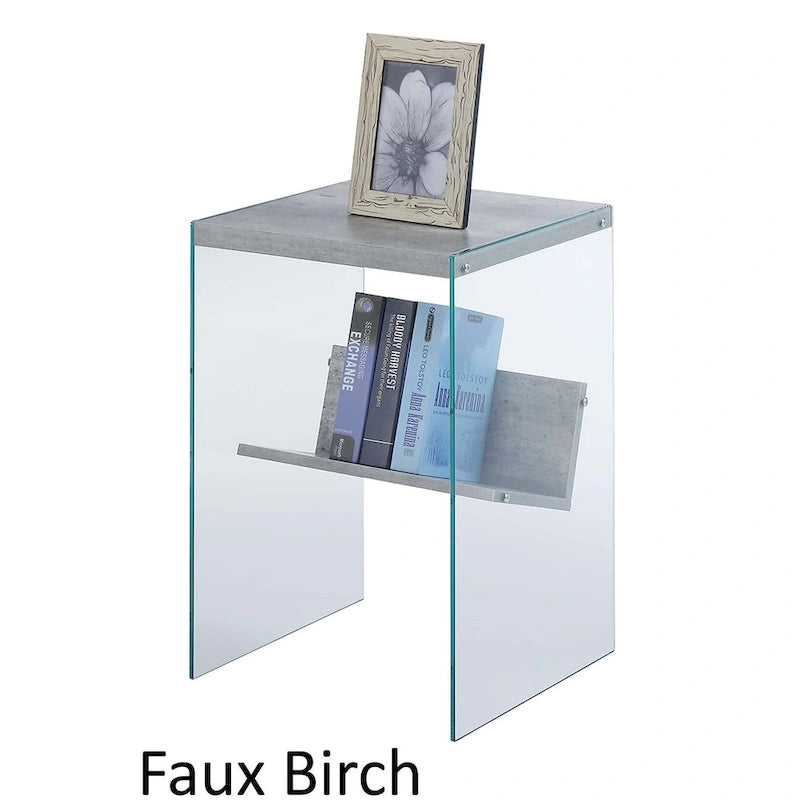 Moderner Glas-Beistelltisch mit Ablage