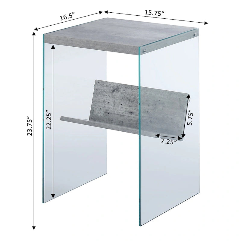 Moderner Glas-Beistelltisch mit Ablage