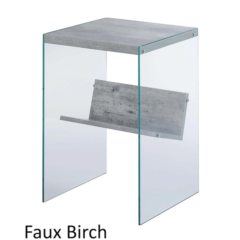 Moderner Glas-Beistelltisch mit Ablage