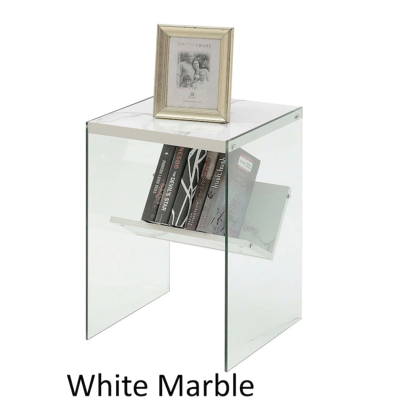 Moderner Glas-Beistelltisch mit Ablage