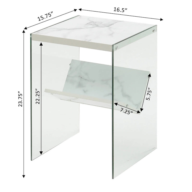 Moderner Glas-Beistelltisch mit Ablage