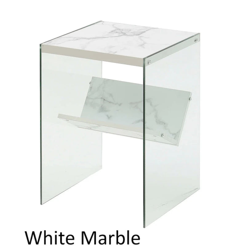 Moderner Glas-Beistelltisch mit Ablage