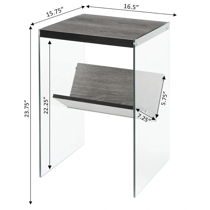 Moderner Glas-Beistelltisch mit Ablage