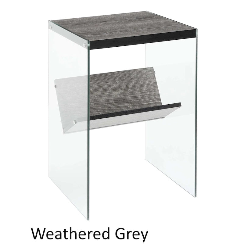 Moderner Glas-Beistelltisch mit Ablage