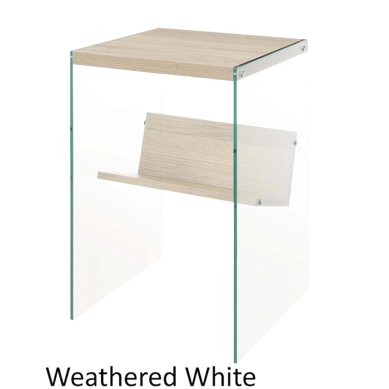 Moderner Glas-Beistelltisch mit Ablage