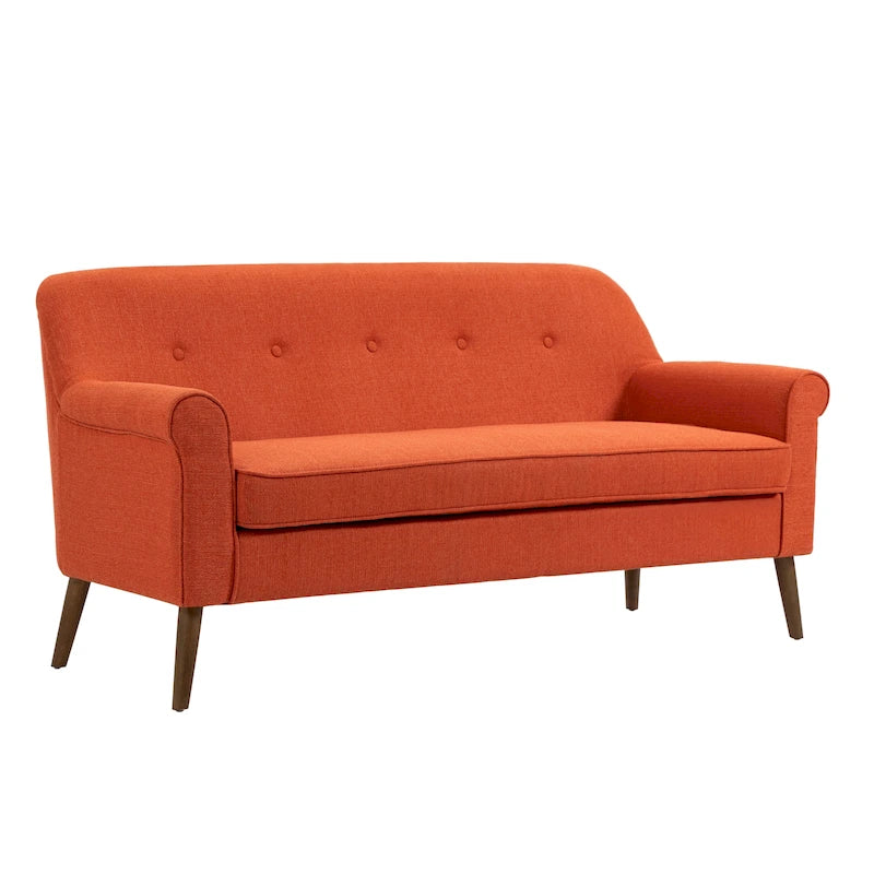 Kleines Loveseat Sofa, Stoff, Kautschukholzbeine