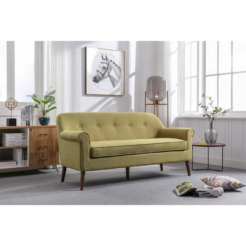 Porthos Home Ruth Loveseat Small Sofa Couch, Fabric, Rubberwood