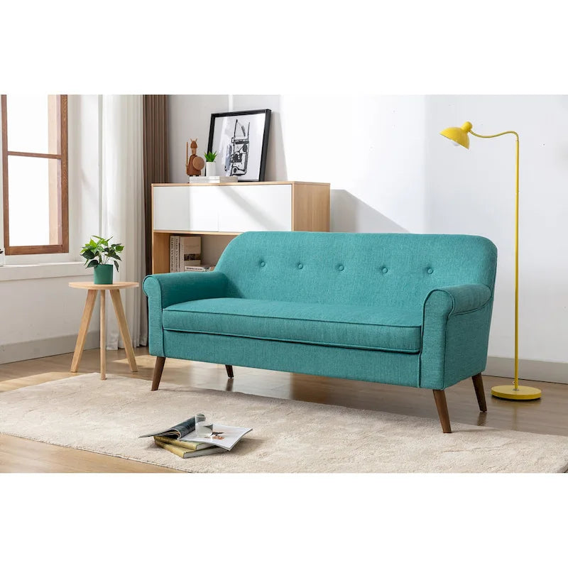 Kleines Loveseat Sofa, Stoff, Kautschukholzbeine