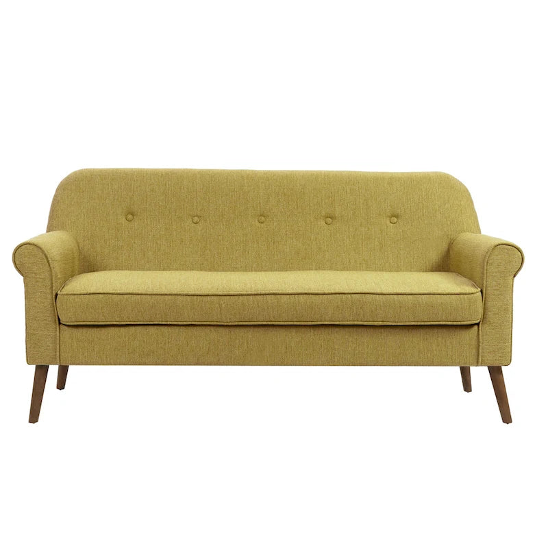Kleines Loveseat Sofa, Stoff, Kautschukholzbeine