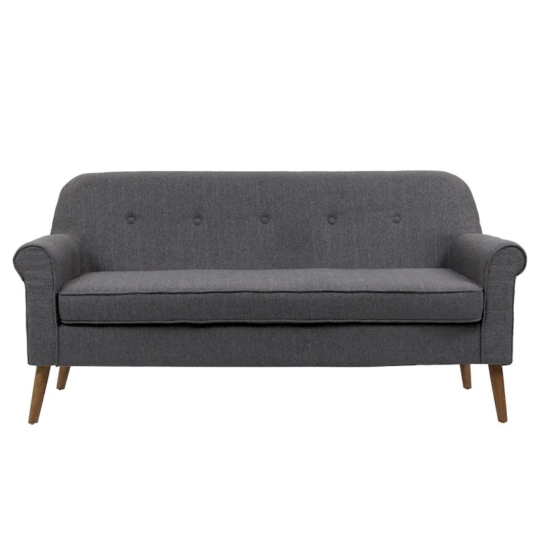 Kleines Loveseat Sofa, Stoff, Kautschukholzbeine