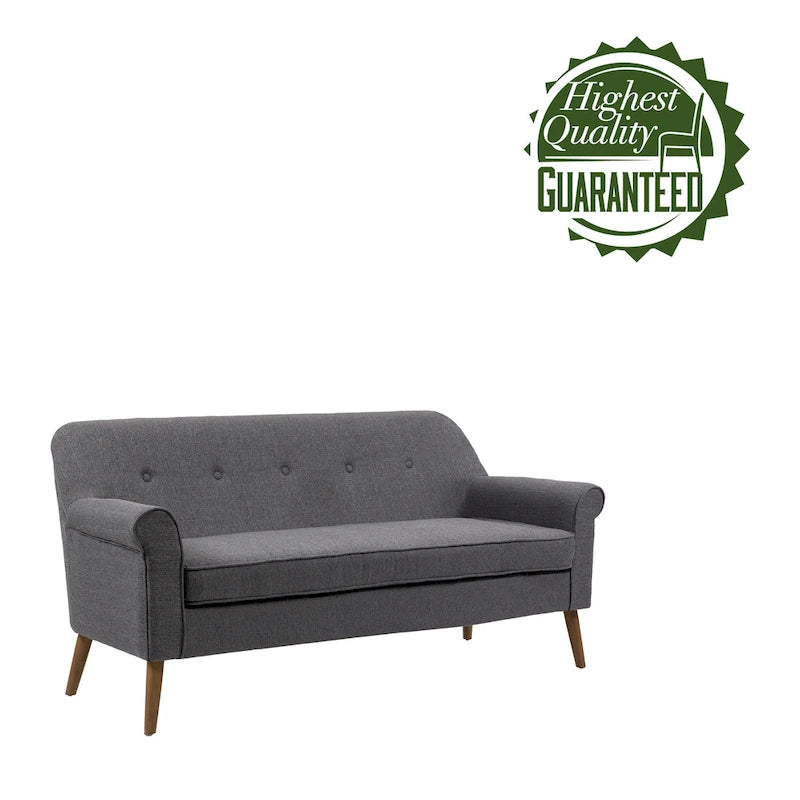 Kleines Loveseat Sofa, Stoff, Kautschukholzbeine