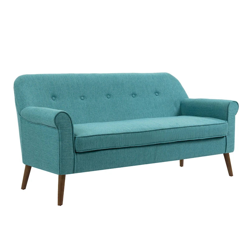 Kleines Loveseat Sofa, Stoff, Kautschukholzbeine