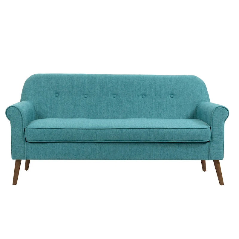Kleines Loveseat Sofa, Stoff, Kautschukholzbeine