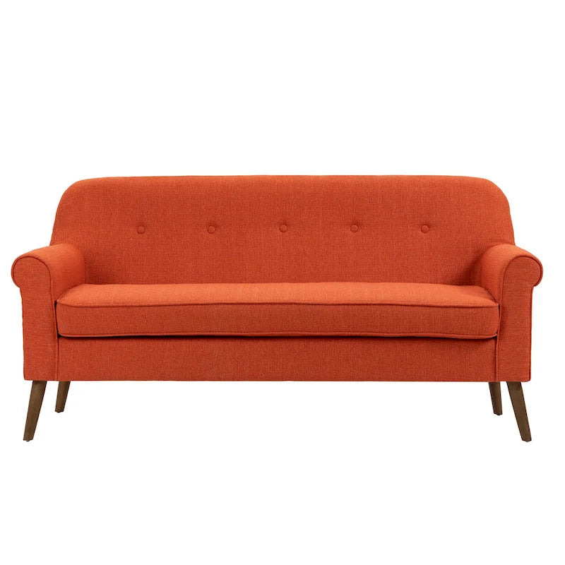 Kleines Loveseat Sofa, Stoff, Kautschukholzbeine