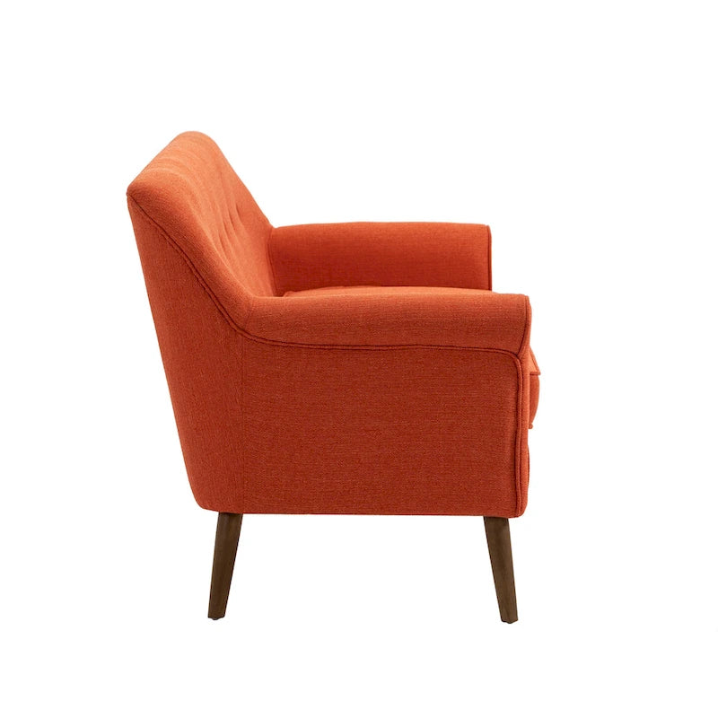 Kleines Loveseat Sofa, Stoff, Kautschukholzbeine