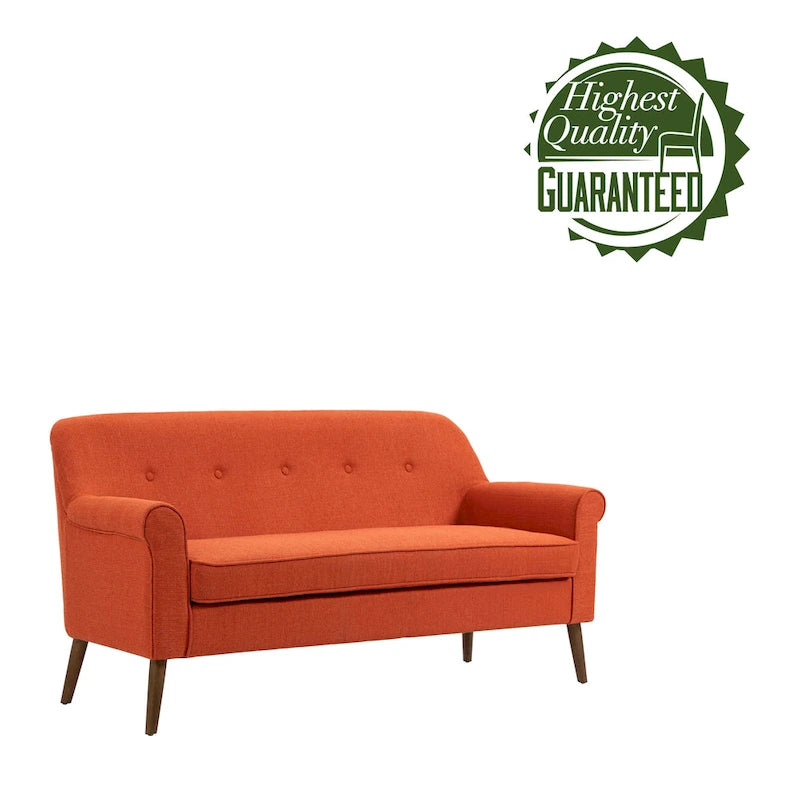 Kleines Loveseat Sofa, Stoff, Kautschukholzbeine