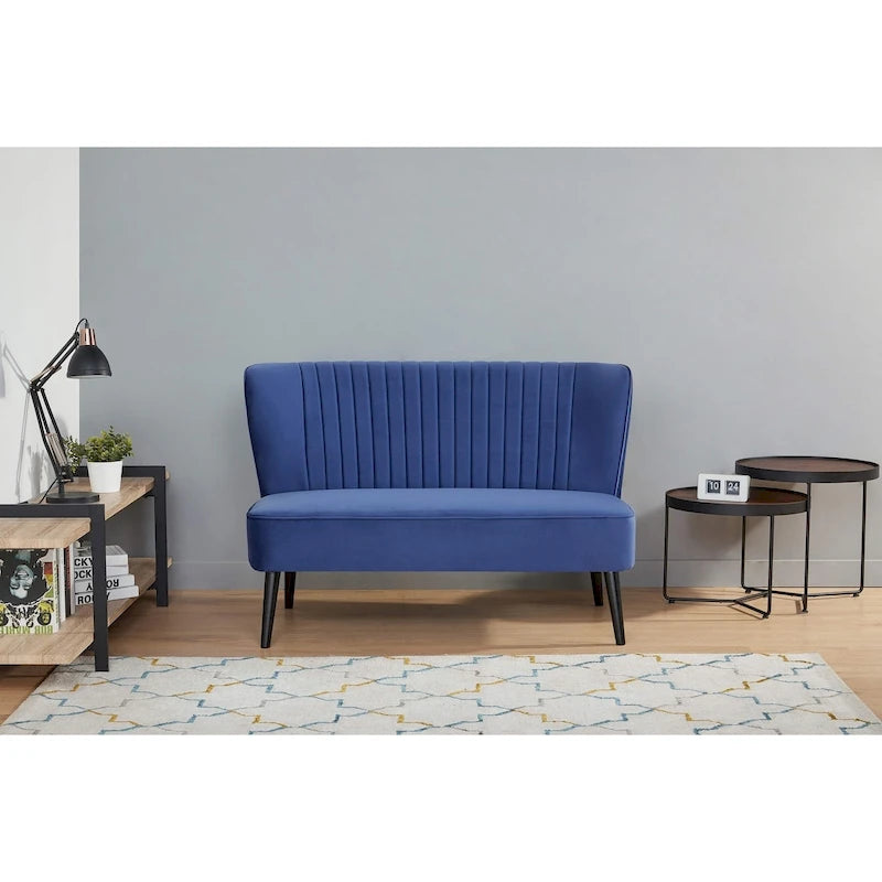 Mid-Century Modern Armloses Samt-Loveseat-Sofa