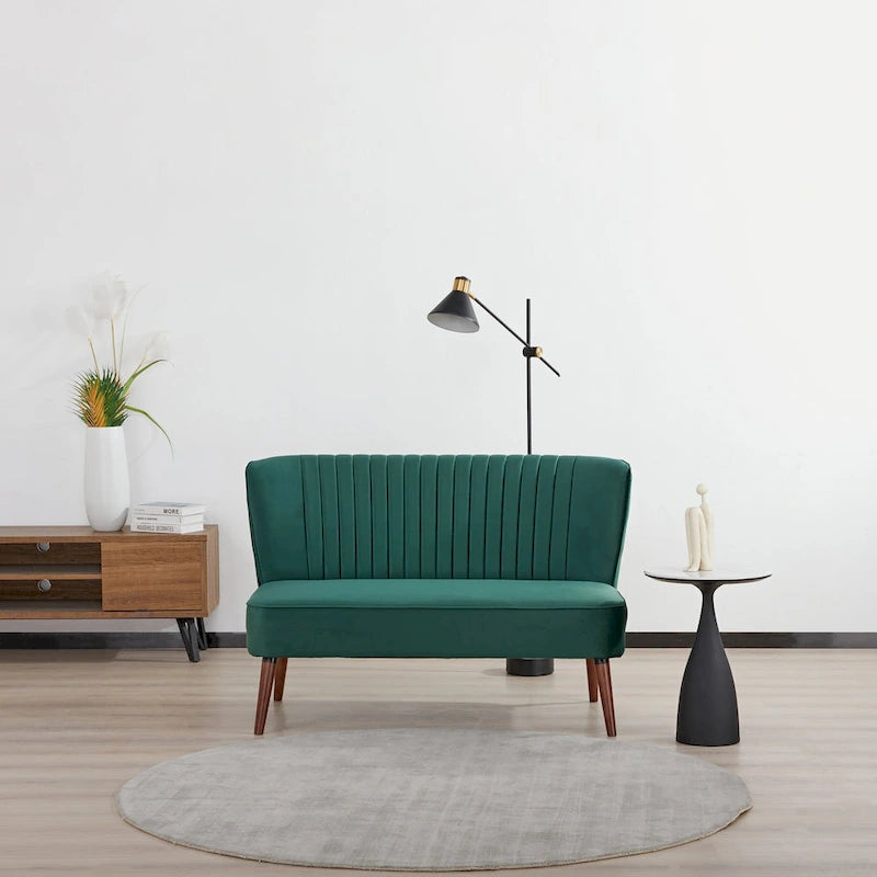 Mid-Century Modern Armloses Samt-Loveseat-Sofa