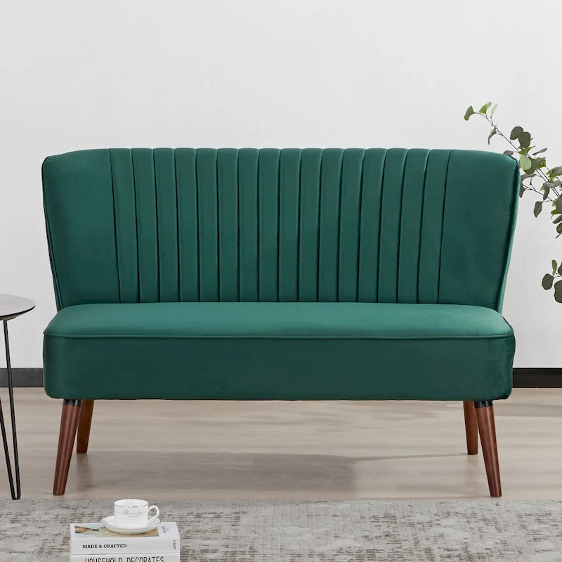 Mid-Century Modern Armloses Samt-Loveseat-Sofa